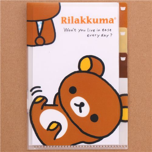 kawaii Rilakkuma brown bear mini plastic folder 3-pocket
