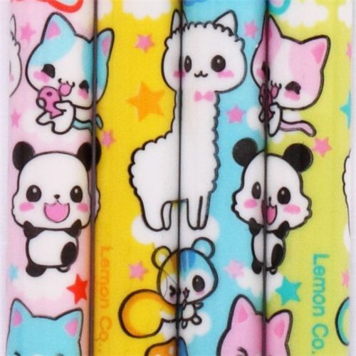 kawaii animals push pencil crayon set 5 pieces from Japan