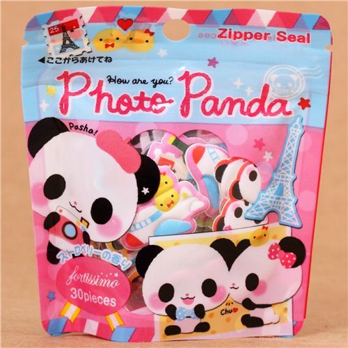 kawaii traveling panda sponge sticker sack from Japan