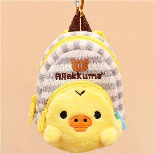 big grey white striped Rilakkuma yellow chick backpack charm