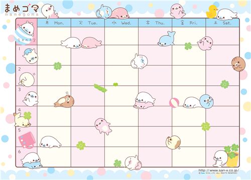 Cute free Mamegoma class schedule to print out