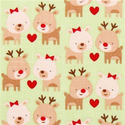 green Riley Blake reindeer Xmas fabric Home for the Holidays