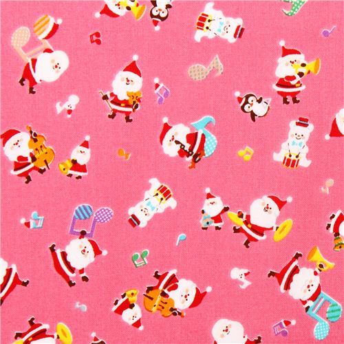 hot pink Santa Claus music Cosmo Christmas fabric