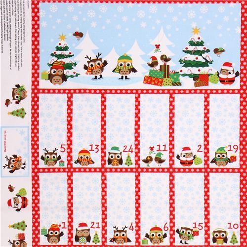 owl Christmas fabric advent calendar Holiday Hoot