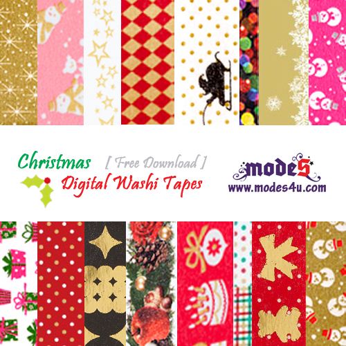 Click on this picture to download our second edition of free digital Christmas Washi Tapes