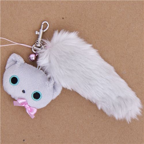 kawaii Kutusita Nyanko grey cat plush cellphone charm