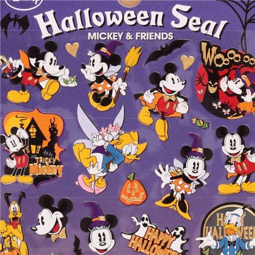 Mickey Mouse Donald Duck Halloween stickers with gold metallic by Kamio Japan 