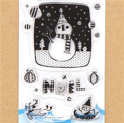 funny Christmas gel stamps snowman reindeer