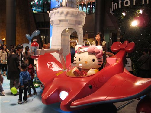 cute Hello Kitty travelling back to Ice Age on a plane