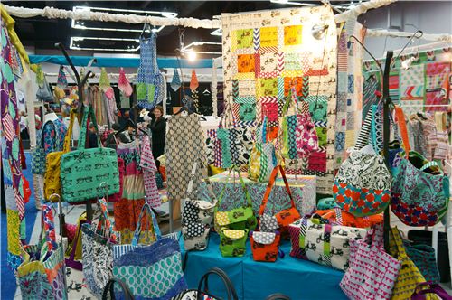They displayed a lot of amazing bags made with echino fabrics