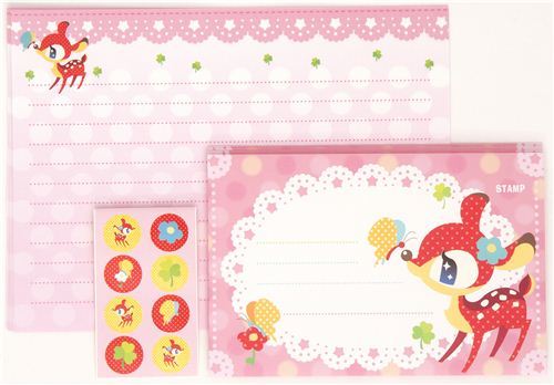 kawaii Letter Paper set from Japan with deer butterfly