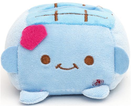 plush cellphone holder blue Hannari Tofu with face