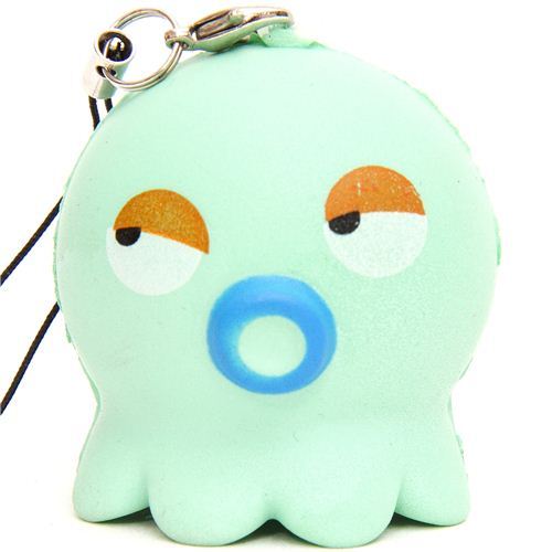 turquoise squid octopus squishy cellphone charm