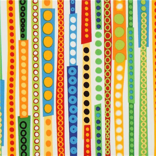 white stripes and circles fabric by Robert Kaufman USA