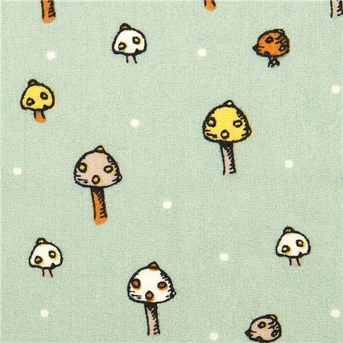 turquoise birch mushroom organic fabric from the USA