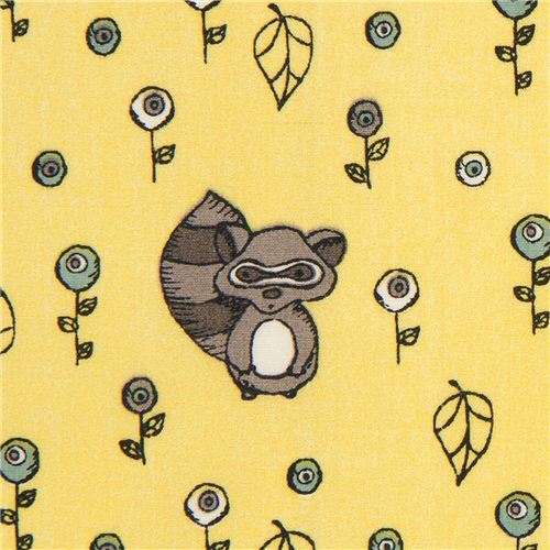 yellow birch raccoon organic fabric from the USA