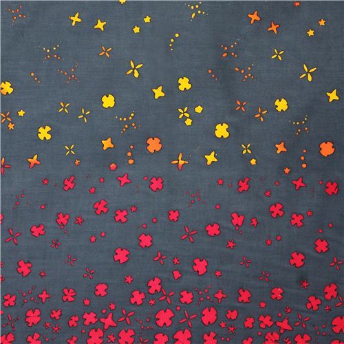 dark grey teal flower double border cotton fabric by Andover USA