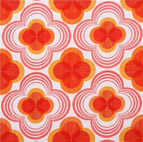 retro flower ornament canvas fabric red Robert Kaufman