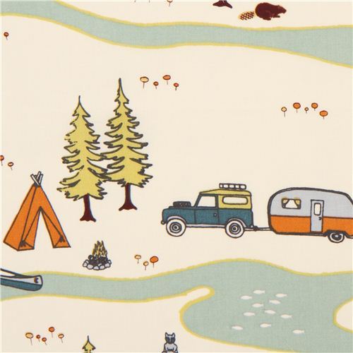cream forest camping organic fabric by birch from the USA