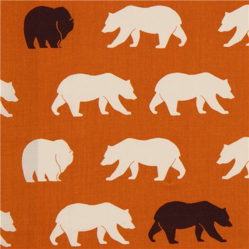 orange bear organic fabric by birch from the USA