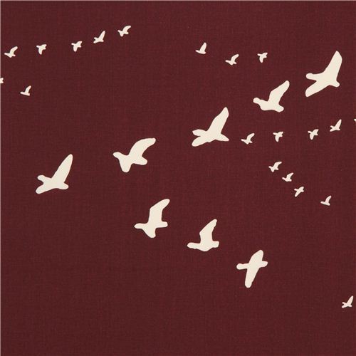 red brown bird organic fabric by birch from the USA