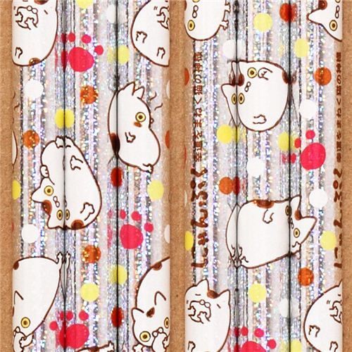 silver Nyanpuku glitter pencil fortune cat polka dot