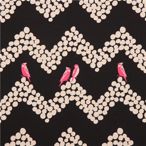 black echino parakeet canvas fabric bird parakeet Chevron pattern