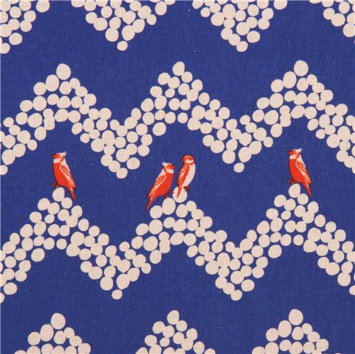blue echino parakeet canvas fabric bird parakeet Chevron pattern