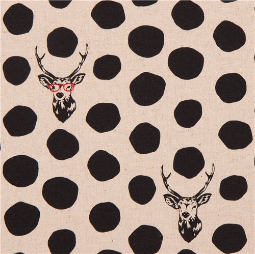 natural-colored echino samber canvas fabric stag with polka dots from Japan