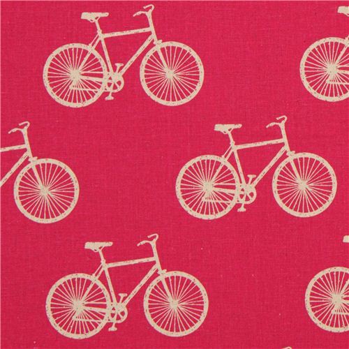 pink echino bike poplin fabric cycling