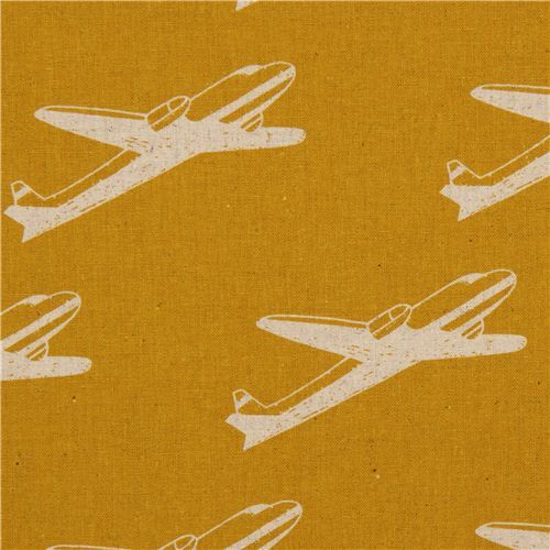 yellow echino airplane poplin fabric airplane