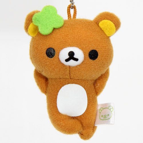 San-X Rilakkuma plush charm brown bear cloverleaf