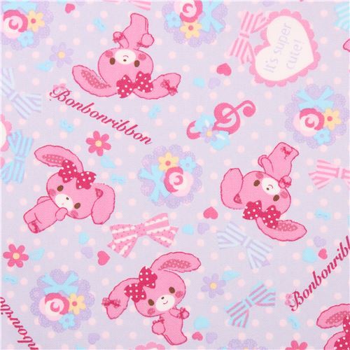 blue Bonbonribbon bunny dots bows Sanrio oxford fabric from Japan