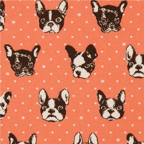 salmon dog oxford fabric by Kokka from Japan