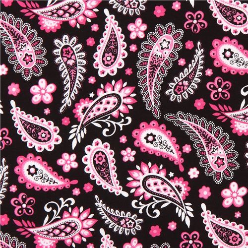 black pink paisley ornament design fabric Marseille Blank Quilting USA