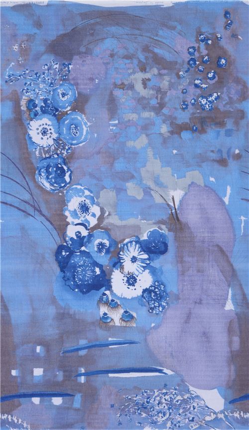 blue Kokka double gauze beautiful flower nani iro fabric from Japan