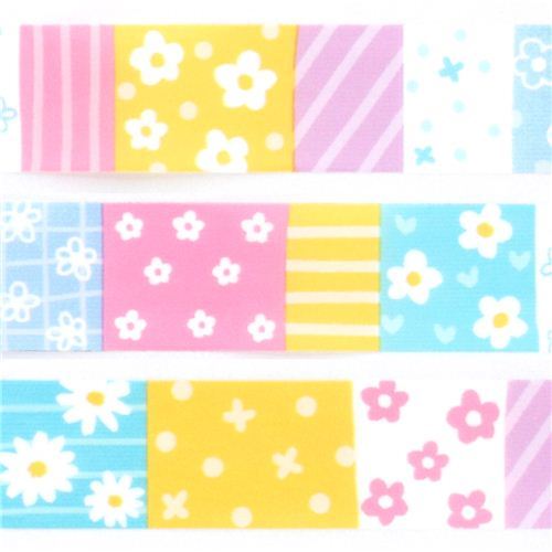 colorful flower square pattern deco sticky tape 