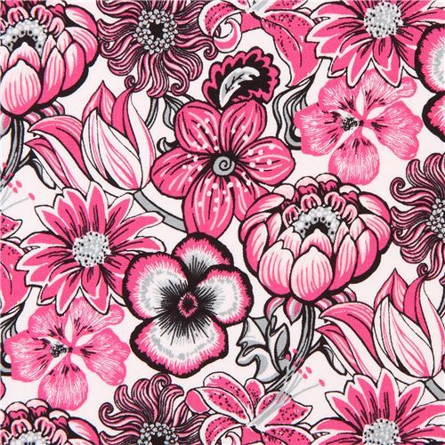 white pink flower fabric Marseille Blank Quilting USA