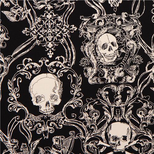 skull heavy oxford fabric black Skullduggery Alexander Henry