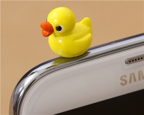 cute yellow duck mobile phone plugy earphone jack accessory