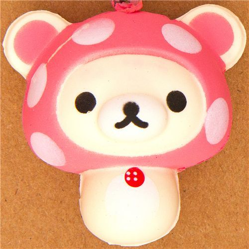 Korilakkuma bear mushroom squishy cellphone charm