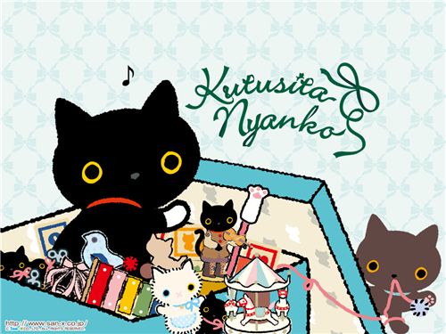 An adorable Kutusita Nyanko cat wallpaper